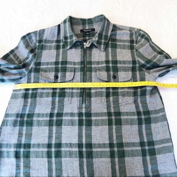 Madewell 1/4 Zip Plaid Flannel Popover Shirt - S - Picture 8 of 10